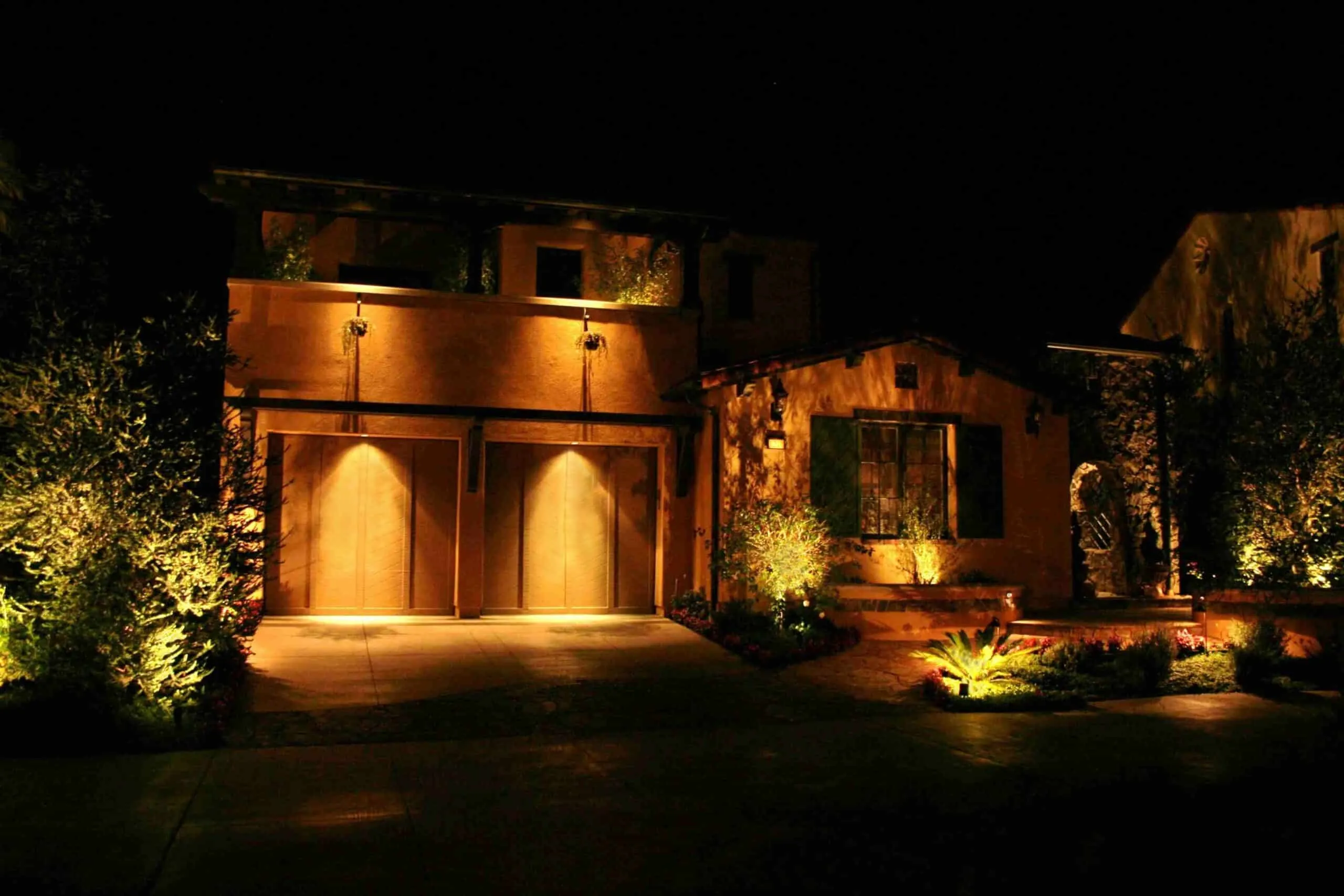 Exterior safety lighting installed on a modern home