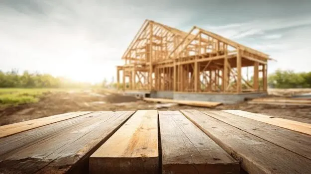 Timber framing of a home extension under construction